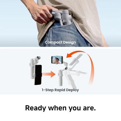 Insta360 Flow 2 Pro White - Industry-First AI Phone Gimbal with Apple DockKit, Pioneering 360º Pan Tracking, Free Tilt, Built-in Tripod/Selfie Stick, Portable Vlog/Travel Stabilizer - color: Summit White - Standard Bundle