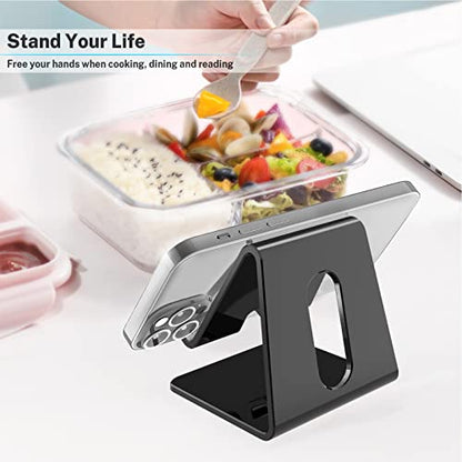 Crpich Acrylic Phone Stand, Ergonomic Design for Apple iPhone and Samsung Galaxy, Compatible with 4-8 Inch Screens, Black - color: 2-Black, size: 1 Pack