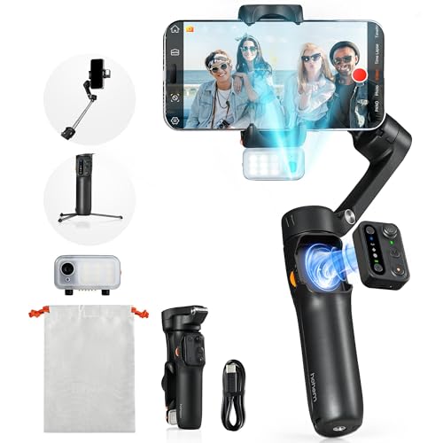 hohem iSteady V3 Gimbal Stabilizer for iPhone, 3-Axis Phone Gimbal, Magnetic AI Tracker, Built-in Extendable Rod & Tripod, Detachable Remote Control, Stabilizer for Travel, Vlog, TikTok, Black - color: Black, size: iSteady V3