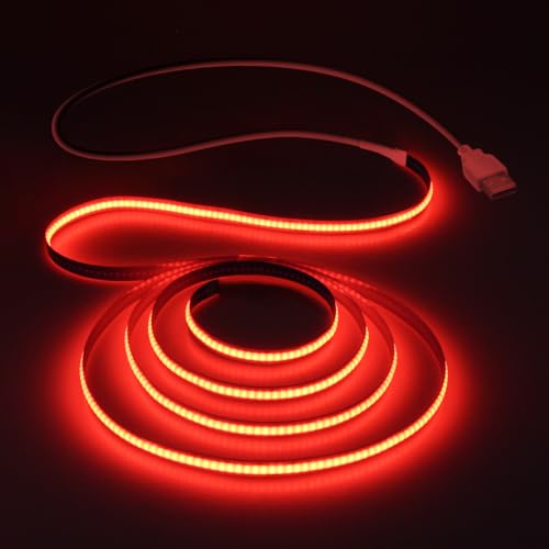 Aclorol COB LED Strip Light 5V USB Powered COB Led Light Red 3.28FT 320Leds CRI85+ Flexible Led Light Strip 1M for TV Wall Secretaire Cabinet Bed Lighting and Other DIY Lighting - color: Red, size: 3.28FT(with USB Powered)