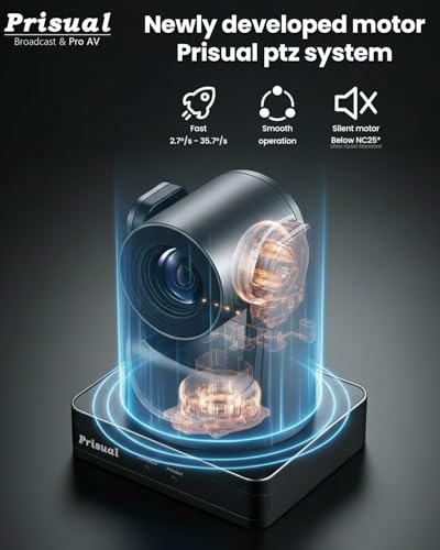 Prisual NDI 6.1.1 PTZ Camera, Ai Auto-Tracking, 20x Optical Zoom LAN USB3.0 PoE HDMI PTZ Camera for Church Services Worship Education Live Events(Official NDI Certified) PT20X-UL-N - color: Metallic Gray