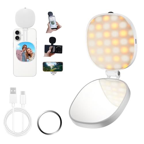 SJZXVZ Magnetic Selfie Light, 3-Mode Phone Light Compatible with Phone Magsa for Selfies/Photography/TikTok/Zoom Calls/Video Conference, Long-Lasting & Rechargeable, CRI97 - color: White