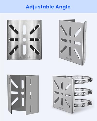 Metal Universal Vertical Pole Mounting Bracket for Security Cameras, Stainless Steel Corner Adapter with 8 Loops, Metal Holder for CCTV Cameras - size: 2 Pack