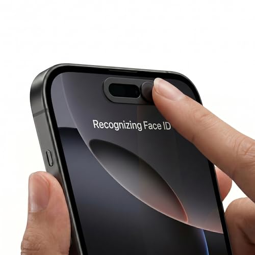 2 Pack Front Camera Privacy Cover Slider for iPhone 17/16/15/14 Pro Max/Pro, Face ID Compatible Webcam Blocker, Adhesive Anti-Spy Phone Lens Protector with Transparent Base, Black