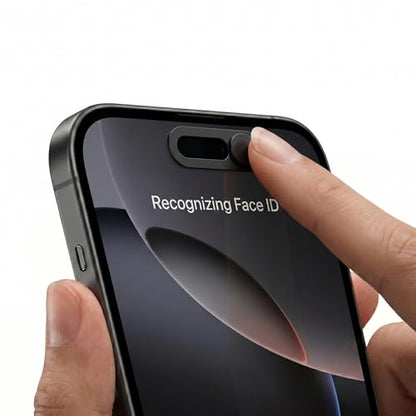 2 Pack Front Camera Privacy Cover Slider for iPhone 17/16/15/14 Pro Max/Pro, Face ID Compatible Webcam Blocker, Adhesive Anti-Spy Phone Lens Protector with Transparent Base, Black