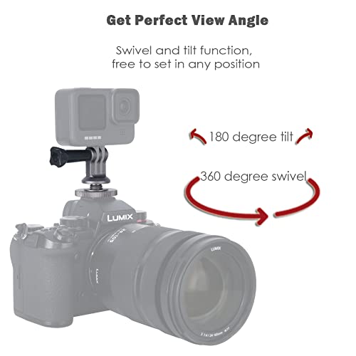 NICEYRIG Hot Shoe Mount Adapter for GoPro Hero 10/9/8/7/6/5, DJI Osmo Action, AKASO Brave 8/7/6 Applicable for Tripod Selfie Stick Monopod and DSLR Camera - 434 - color: Universal