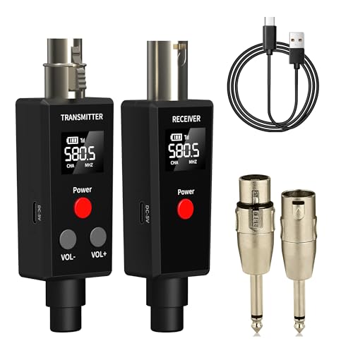 Elimavi 2.4GHz UHF Wireless Microphone System XLR Mic Adapter Wireless Transmitter and Receiver for Dynamic Microphone, Audio Mixer, PA System. - size: 1 x Receiver + 1 x Transmitters