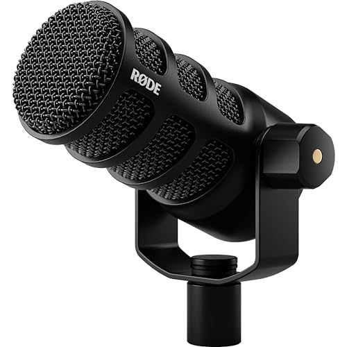 Rode PodMic USB Dynamic Broadcast Microphone Bundle with BOOMARM1 Desktop Boom Arm and 10-Foot XLR Cable — Cardioid USB-C Studio Mic with APHEX DSP for Podcasting, Streaming, Voice Over