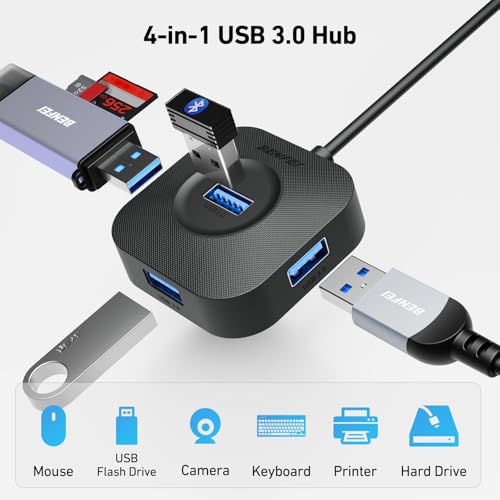 BENFEI USB 3.0 Hub, 4 Ports USB A Splitter Ultra Compact for Mouse, Keyboard, Flash Drive, U Disk, Printer Compatible with Laptop, Desktop PC, Xbox, PS5, and More - style: USB A 4-port Hub