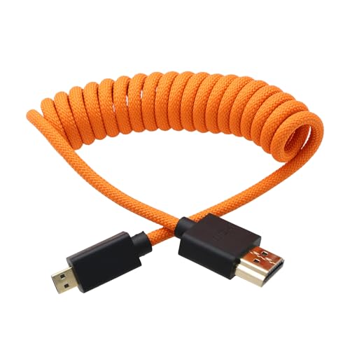 Micro-HDMI to HDMI 4K 8K Raw Cable for ATOMOS Ninja V Ultra, Sony ZV-E10II A7C2 A7RIV A6700, Canon R50 R6 R5C R10, Lumix S5 S9 G100, Fujifilm X-T50, Type A D, Orange Braided Coiled 30cm - color: Orange, size: Straight HDMI