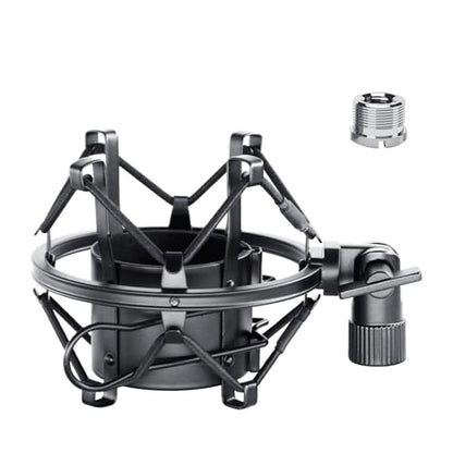 SUUNTOK Metal Shock Mount, Mic Clip Holder for Diameter 43-48mm Condenser Microphone, Anti-Vibration Suspension High Isolation Mic Stand