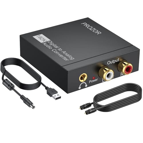 PROZOR 192KHz Digital to Analog Audio Converter, DAC Optical to Analog L/R RCA 3.5mm Converter, Digital SPDIF Toslink Optical to 3.5mm Jack Adapter for PS3 HD DVD PS4 Amp Apple TV Home Cinema - size: Lightweight Shell, style: 2.0CH PCM