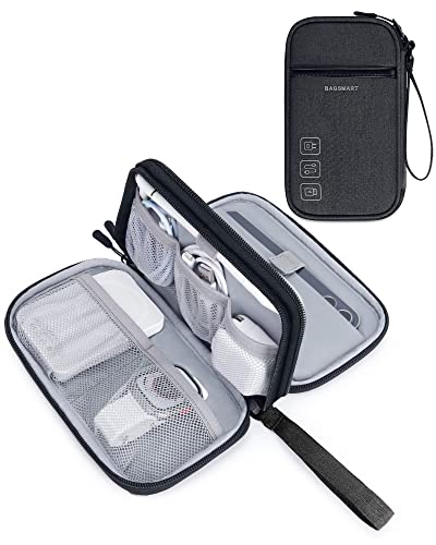 BAGSMART Cord Organizer Travel Cable Organizer Bag Tech Electronic Organizer Travel Case, Travel Essentials for Charger, Cable, Phone, Flash drive, Double Layer-Black - color: Double Layer Black