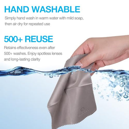 SmoTecQ 32 Pack Microfiber Cleaning Cloths for Glasses (Individually Wrapped) - Premium Optical Lens Cleaner for Screens, iPhone, iPad, Camera & Eyeglasses - Washable & Lint Free (Black & Grey) - color: 32 Pack – Black + Grey