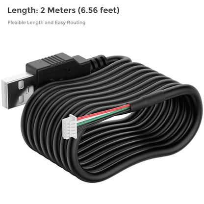 USB 2.0 Camera Cable for All Cameras Module, 2 Meters(6.56 feet) Length, OD4.0mm, Additional Metal Shielding Ground Wire
