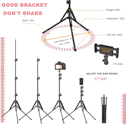 Ring Light 18" with Stand, 55w 6700K LED Light,63" Tripod,Multi-Angle Adjustable Phone Stand, for iPhone and Android Phones, CRI95, Suitable for YouTube, TikTok, Selfies (Pink, 18") - color: Pink