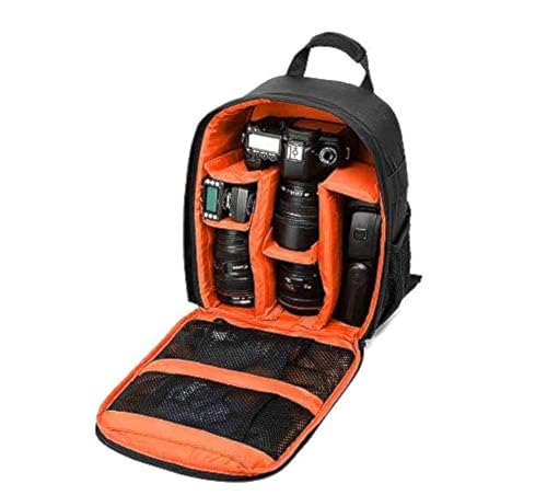 Waterproof SLR/DSLR Camera Backpack Shoulder Bag Travel Case For Canon Nikon Sony Digital Lens (Medium, Orange) - color: Orange, size: Medium