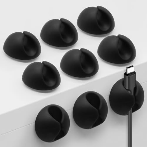 SmiLife Cable Clips Phone Cord Holder, Charger Cord Organizer, Cable Management Clips for Nightstand, Car, Office, Black 9 PCS - color: Black 1.1 inches