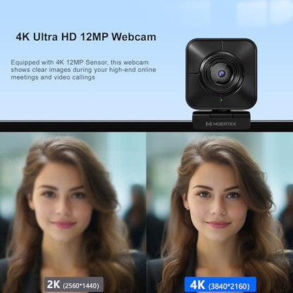 4K Webcam for PC, PDAF Streaming Camera with Dual Noise-reducing Mics, Fast Auto Focus, Auto Light Correction, 5x Zoom, 8MP USB Webcam with Privacy Cover, Plug and Play, for Switch 2/ Zoom/Teams/Meet - style: 4K Webcam with Dual Mics
