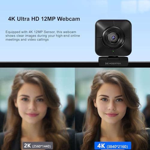 4K Webcam for PC, PDAF Streaming Camera with Dual Noise-reducing Mics, Fast Auto Focus, Auto Light Correction, 5x Zoom, 8MP USB Webcam with Privacy Cover, Plug and Play, for Switch 2/ Zoom/Teams/Meet