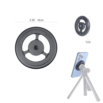 Magnetic Phone Tripod Mount Adapter for Magsafe, with 1/4” Screw and Magnetic Ring Compatible with iPhone 17/16/15/14/13...Samsung, Almost All Cellphones Live, Broadcast Tripod..