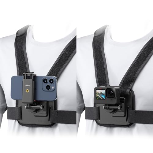 ULANZI CM028 Adjustable Chest Mount Harness - Vertical/Horizontal Switching for GoPro DJI Insta360 Action Cameras - Phone POV Chest Strap Mount Harness for iPhone Samsung Cameras