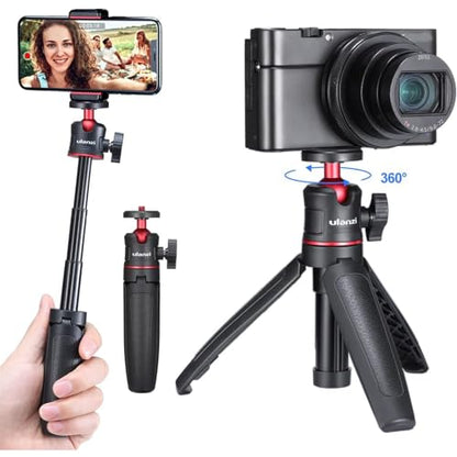 ULANZI MT-08 Extension Pole Tripod, Mini Selfie Stick Stand Handle Grip for Luna Pocket 3 4 Xtra Muse iPhone Pro Max Smartphone Canon G7X Mark III Sony ZV-1 RX100 VII A6400 A6600 Cams Vlogging - color: Black