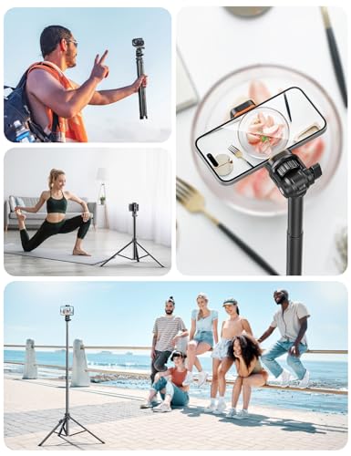 71''/180cm Extendable Phone Tripod Aluminum, Portable Stand for Video Recording, Travel Tripod for iPhone/Cell Phone/Camera Video Light, Compatible with Smartphones, DSLR - style: 71''