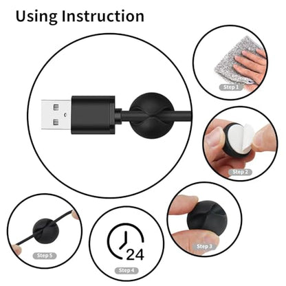 Flezoo Cable Clips Cord Holder - 18 PCS Black Adhesive Phone Cord Organizer Charger Holder Cable Wire Management Clips Keeper for Nightstand, Desk, Office or Mouse