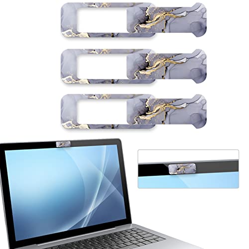Webcam Cover, 3 Pieces, Laptop Camera Cover, Privacy Shielding Capacity is Twice as Big as The Traditional, Suitable for Computer Mobile Phones, laptops, Tablets and so on (Grey Marble) - color: Grey marble