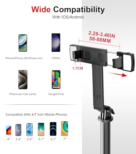 Selfie Stick Phone Tripod with Remote and LED Fill Lights - ASHINER 70 inch Heigh Cell Phone Holder for Travel, Vlogging, Live Streaming Video and Photos,Phone Stand Compatible with iPhone and Android