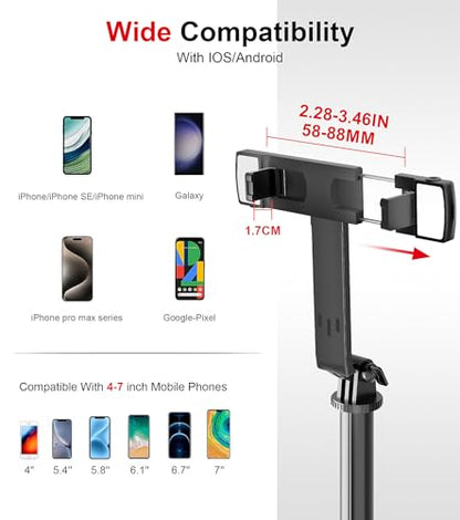 Selfie Stick Phone Tripod with Remote and LED Fill Lights - ASHINER 70 inch Heigh Cell Phone Holder for Travel, Vlogging, Live Streaming Video and Photos,Phone Stand Compatible with iPhone and Android