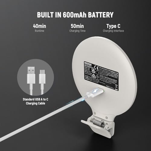 NEEWER Entry Level Version 3.8" Ring Light, 3W Clip on Phone Selfie Lighting for iPhone Laptop Desk Computer Webcam Video Conference Zoom Vlog Recording Streaming Makeup, 3 Modes CRI80 600mAh, NR5