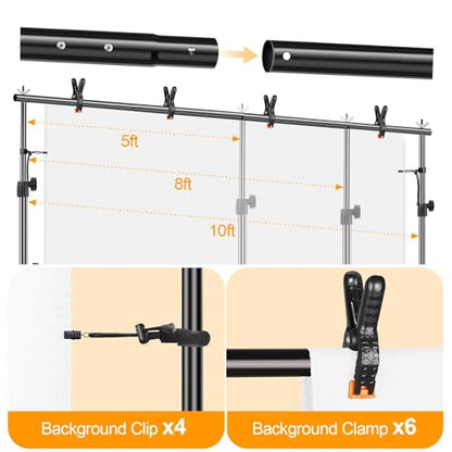 EMART Photo Backdrop Stand kit, 9 x 10 ft Back Drop Adjustable Frame for Photography, Photoshoot Banner Background Support Holder for Parties Dectoration - size: 9x10ft