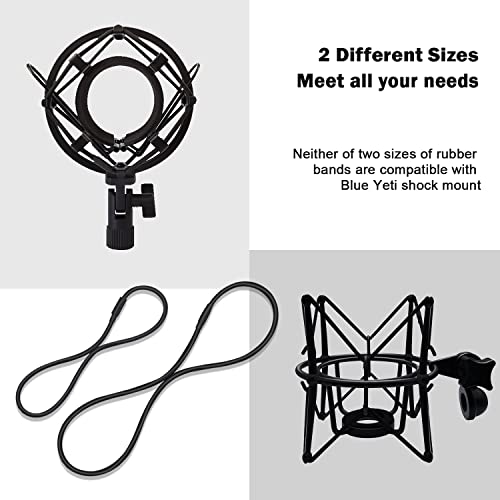 Universal Elastic Bands Replacement, Anti-aging Rubber Ring for Microphone Shock Mount Holder Clamp Clip, Set of 4 (Black) - color: Black