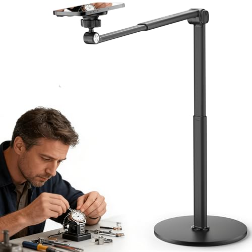 Overhead Phone Stand for Desk, Heavy Duty Aluminum Overhead Phone Tripod with Flexible Long Arm, 360° Rotating Phone Holder for Filming Overhead, Drawing, Cooking – Perfect for Creators(Magnetic) - style: Magnetic