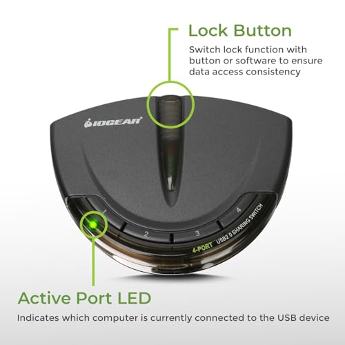 IOGEAR 4-Port USB 2.0 Automatic Printer Switch, GUB431 - size: 4 Computer