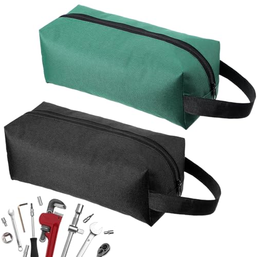 Yuanchu 2 Pcs Canvas Tool Pouch, Multi-Purpose Zipper Tool Bag Small Tool Organizer Screwdriver Tool Bag Set For Storage Electrician Tools