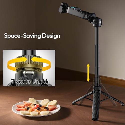 ULANZI MT90 Tripod Stand Vlog Handle Grip with Cka Quick Release w Ballhead w Cold Shoe, Camera Desktop Mini Tripod for GoPro, Insta360, DJI Osmo Pocket 3 4/Action 6 5pro 4/360, Small Cameras
