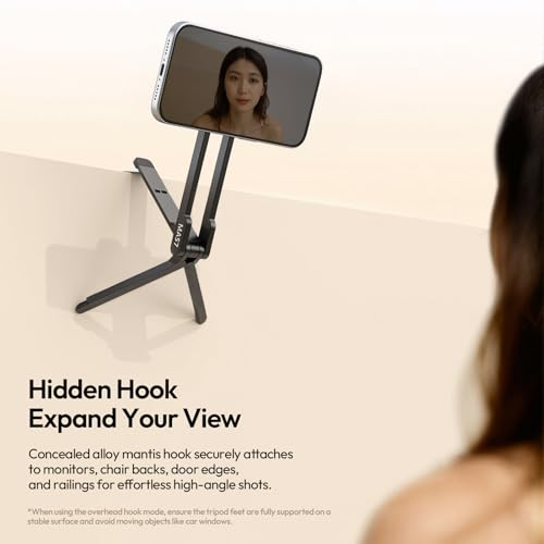 ULANZI MA57 Magnetic Phone Tripod for iPhone - Portable Mini Tripod for MagSafe Pocket Cell Phone Stand, Strong Magnet Quick Mount Foldable Hook Compatible with iPhone 17 16 15 14 13 12 Series, Black
