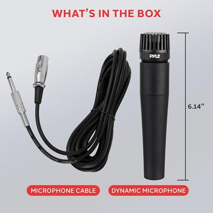 PylePro Dynamic Handheld Microphone, Professional Moving Coil Mic with Built-in Pop Filter, Wide Frequency Response, High Signal Output, Rugged Design, Low Noise Circuitry, 15' ft. XLR Cable Included