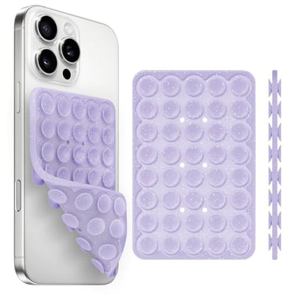 Yojaro Silicone Suction Cup Phone Case Mount Double Sided, Phone Accessories Hands-Free Strong Grip Holder for Selfies and Videos (Lavender Glitter) - color: Lavender Glitter