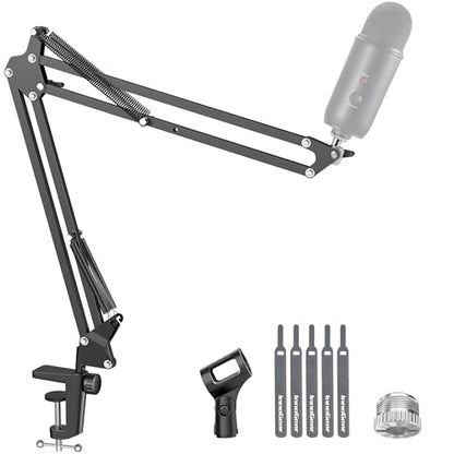InnoGear Boom Arm Microphone Mic Stand for Blue Yeti HyperX QuadCast SoloCast Snowball Fifine Shure SM7B and Other Mic, Black - color: Black, style: Standard Mic Arm