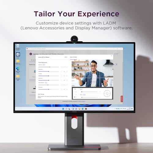 Lenovo 4K Pro Webcam, AI Noise Cancellation and Enhanced Image Quality, 4K Resolution, 4X Digital Zoom, Physical Privacy Shutter, Auto Light Adjustment, Directional Microphone, Teams Certified, Black - style: 4K