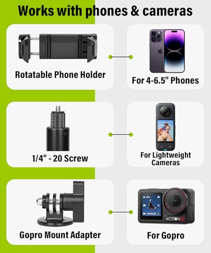 BMZX Golf Tripod Monopod, 47" Selfie Stick for Golf Swing Training & Recording | with Spike, Tripod, Magnetic Phone Holder, 1/4"-20 Screw, Carry Bag | Compatible with iPhones, Android & Cameras