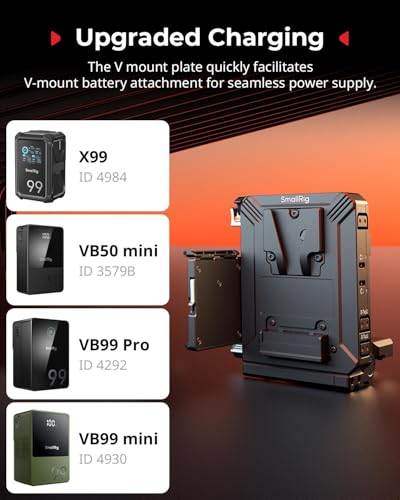 SMALLRIG V Mount Battery Plate with LCD Screen Protector, D-Tap & USB-C Supply, Compact Camera Video Rig for Mirrorless/DSLR, for NEEWER V Mount Battery PS099E - style: Plate