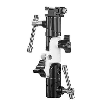 Flash Bracket U-Shape,180° Adjustable Swivel Umbrella Softbox Holder with 1/4" to 3/8" Screw &Nut Adapter and Cold Shoe Mount for DSLR Cameras,Speedlites,Tripod,Light Stand,Studio,LED Light