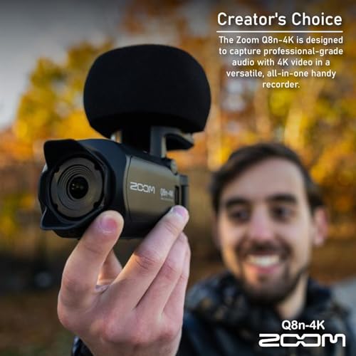 Zoom Q8n-4K Ultra HD Handy Video Recorder Bundle with 128GB microSDXC Card, Table Tripod Hand Grip, SLR Gadget Bag, USB Card Reader, Rechargeable Battery, Charger, and Microfiber Cleaning Cloth