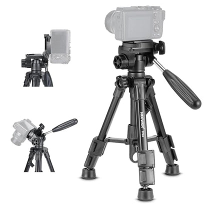 NEEWER Basic Mini Desk Tripod for Camera with 3 Way Pan Tilt Head & Handle, Small Portable Metal Tabletop Selfie Stick Stand with 1/4" Screw for DSLR Vlog Video Recording, Max Load 13.2lb, TP02 - style: TP02