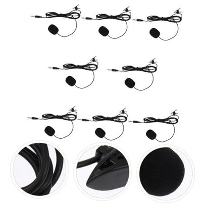 ABOOFAN 8pcs Clip-On Microphones for Phone and Camera, Professional Black Lavalier Mic Set for Teaching, Interviews, and Public Speaking, Multi-Functional Wired Microphone Accessories